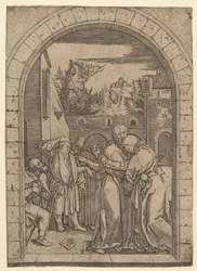 Joachim Embracing Saint Anne Under the Golden Gate in Jerusalem, after Dürer