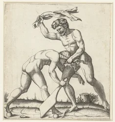 Man Fighting with Woman as Personification of Fortune (Fortuna)