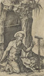 Saint Jerome kneeling before a crucifix, from the series 