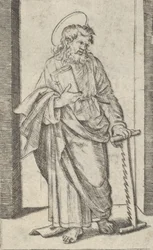 Saint Simon, a saw in his lowered left hand, from the series 