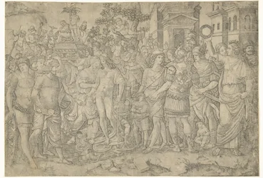 Triumphal Procession of a Roman Emperor with Soldiers and Captured Armors