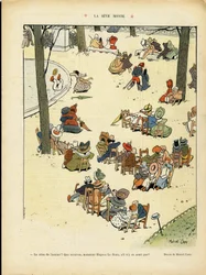 Illustration of Marcel Capy in Le Rire, 02/05/08 - The Sap Rises - Love, Public Garden, Tree