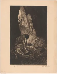 Interior of a Dark Cave with Creatures Devouring a Naked Man (Guet-apens)