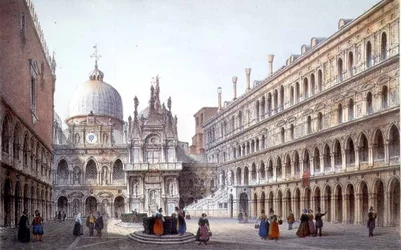 The Courtyard of Palazzo Ducale, Venice (litho)