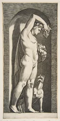 Bacchus Standing in a Niche Holding Grapes in His Raised Right Hand, Fruit in His Left