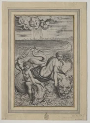 Love and Cupid Carried by Dolphins