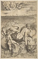 Venus and Cupid Riding Two Sea Monsters