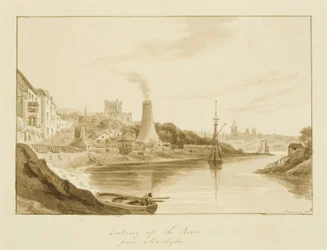 Looking up the River from Mardyke with the Limekiln Lane Glasshouse