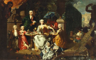 A Family Group on a Terrace in the Grounds of a Villa. Possibly the English Businessman George Jackson and His Family