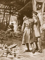 Private J.S. Kerr Rendering First Aid to the Wounded at a Farm Which Was Being Heavily Shelled