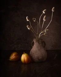 Dark Pears and Flowers