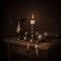 Golden Candlelight Still Life