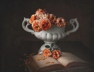 Moody Roses and Old Book