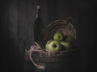 Rustic Green Apples Still Life