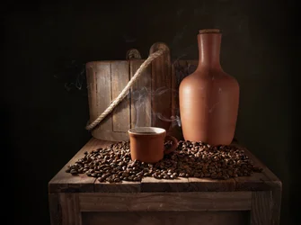 Steaming Rustic Coffee