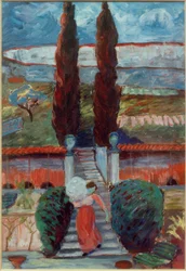 Spring Landscape with Girl