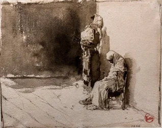 Two Arab Beggars on a Street Corner