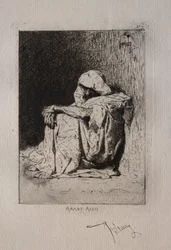 Seated Arab, hands crossed on knees