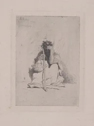Untitled - Crouching Figure with Cane