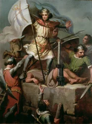 Count Berenguer III Raising the Standard of Barcelona on the Tower of Foix Castle