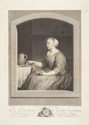 A Dutch Woman Eating Breakfast, Seen Through a Window