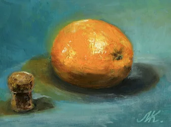 Orange and Cork Still Life