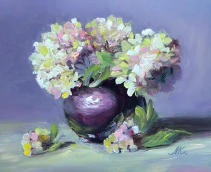 Painterly Hydrangeas in Vase