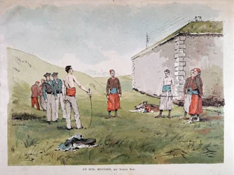A military duel - watercolour by Marius Roy, Musee Carnavalet