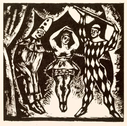 Harlequinade, woodcut by Roger Fry