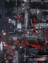 Dynamic Red Cityscape Abstract