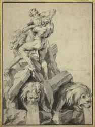 Hercules and Antaeus Design for a Fountain