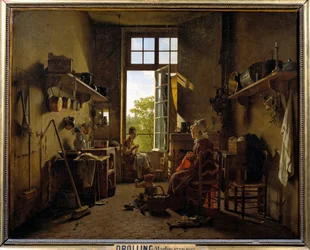 Interior of a Kitchen, painting by Martin Drölling (1752-1817), 1815, H. 0,65 x 0,8 m