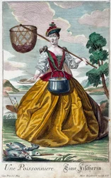 Occupation: A Fish. Engraving by Martin Engelbrecht (1684-1756), in 