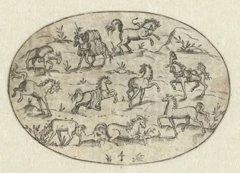 Oval with Eight Horses and Two Donkeys (Nev Thier Bvechlein)
