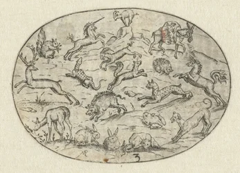 Oval with Eighteen Animals (New Animal Booklet)