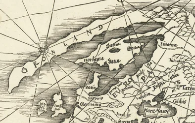 1513 Map of the North Sea Showing Greenland Connected to Scandinavia