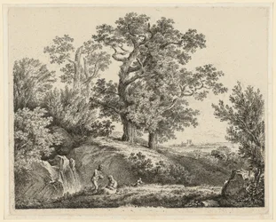 Landscape with a Waterfall and a Resting Family