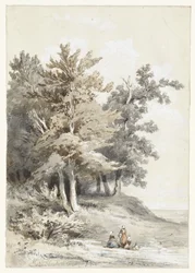 Forest edge with figures