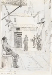 Italian Street with Fisherman in the Background