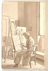 Interior from the Academy with Young Artist Painting at an Easel