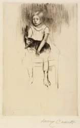 Ellen Holding a Cat, Looking Left
