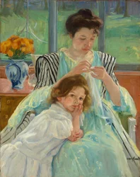 Young Mother Sewing