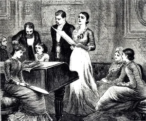 An engraving depicting a musical evening