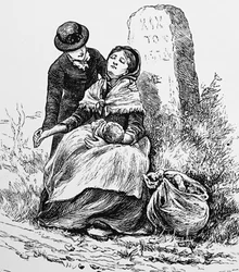 An Unmarried Mother and Baby Found Exhausted by the Roadside