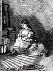 Children Seated by the Fireside