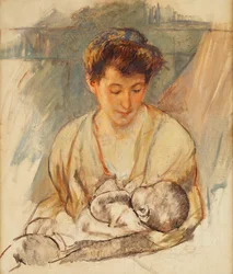 Mother Rose Looking Down at her Sleeping Baby, c.1900