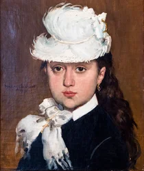 Portrait of a Young Woman with a White Hat