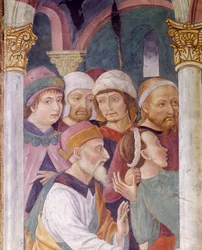 Fresco in chapel at Basilica of Santa Maria Assunta, Alessandria, Piedmont Region, Italy