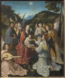 Holy Family with Angels and Saints Catherine and Barbara Triptych (central panel)
