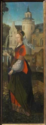 Saint Barbara. Holy Family with Angels and Saints Catherine and Barbara Triptych, 16th century